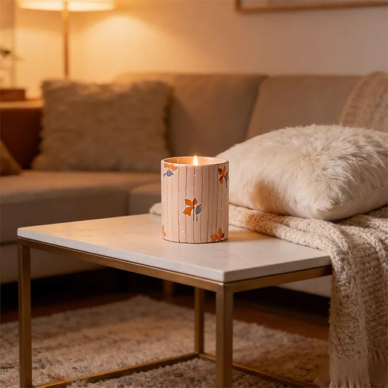 Handpainted Floral Ceramic Candle Holder